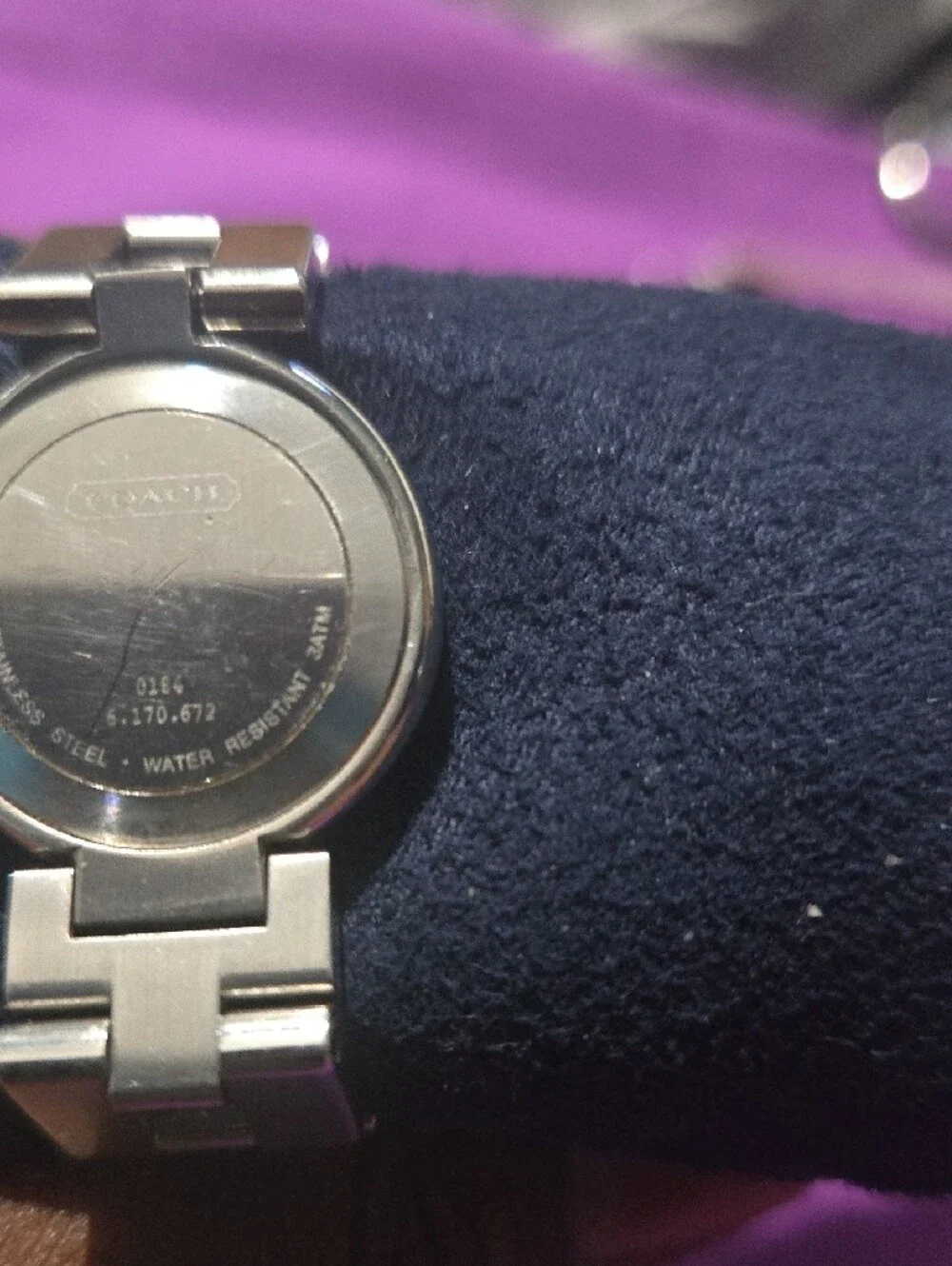 Coach Silver-Tone Bracelet Watch with Black Dial